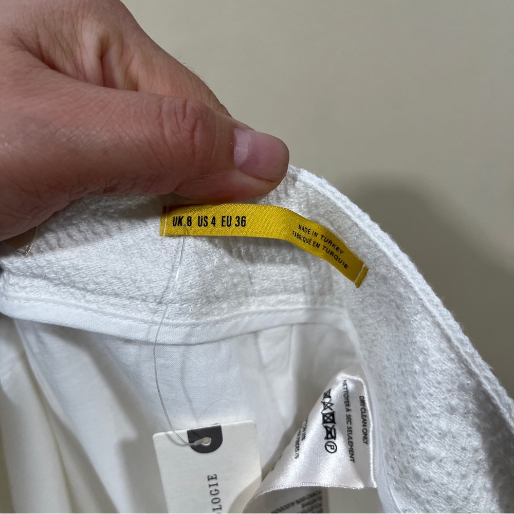 NWT Anthropologie Maeve Textured White Stratus side-stripe pant size 4 - Picture 9 of 11
